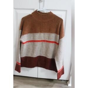 Universal Thread Colorblock Knit Sweater Ribbed Mock Neck S